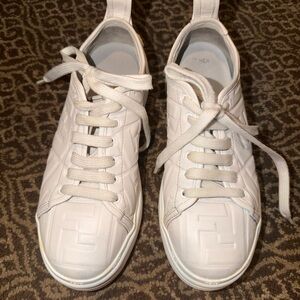 Fendi Nappa FF Embossed Rise Low Top Sneakers